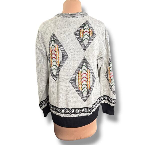 Vintage 90s Southwestern Braided Diamond Knit Crewneck Pullover Sweater Medium